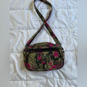 Lug Green and Pink Quilted Crossbody Bag